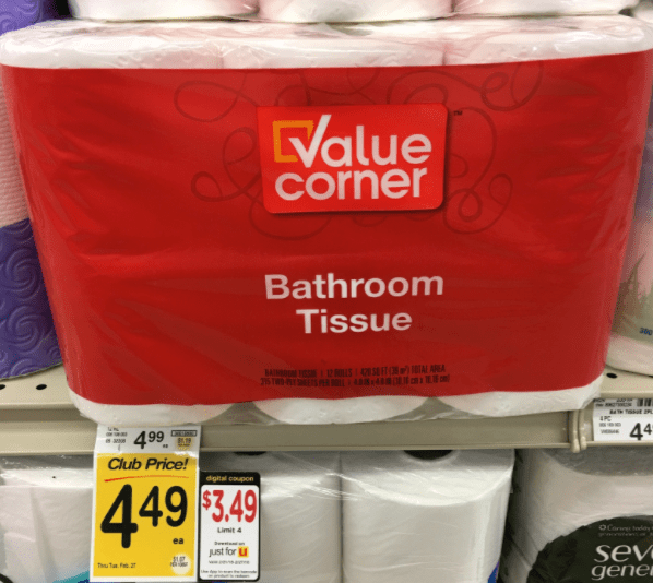 Value Corner Coupon Pay 3.49 for Toilet Paper or Paper Towels