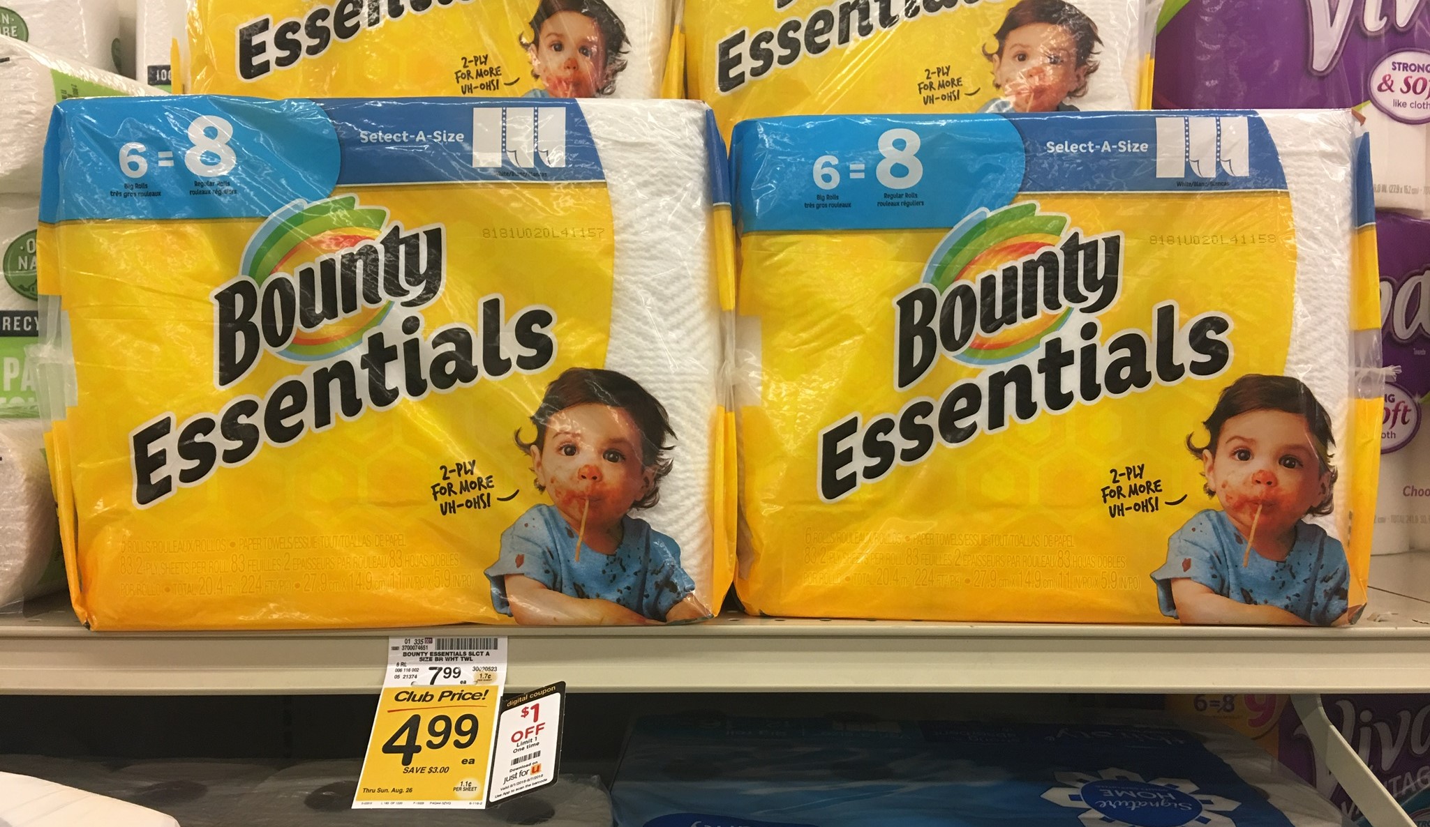 Bounty Essentials Paper Towels 6 Packs for 3.99 (Save 50) Super