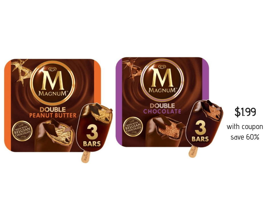 Magnum Ice Cream Bars on Sale with Coupon, 1.99 at Safeway Super Safeway