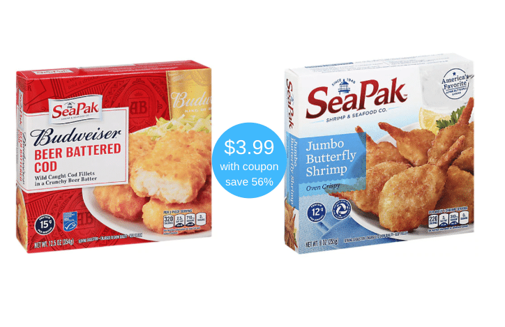 SeaPak Budweiser Beer Battered Cod. Shrimp Crab Products Just 3.99 After Coupons at Safeway