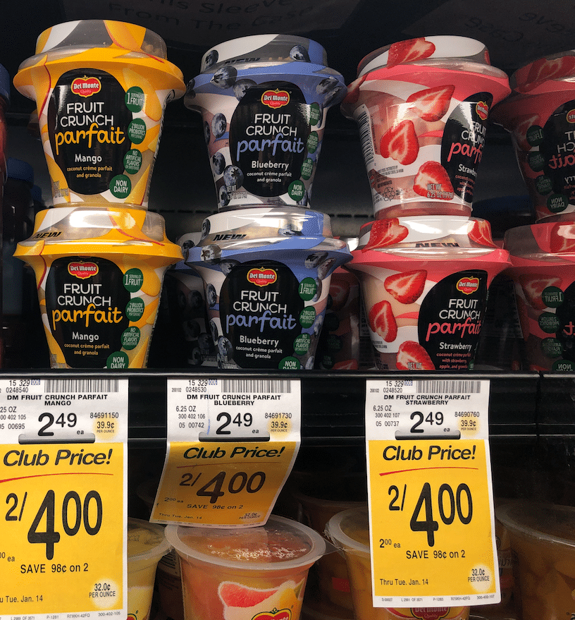 Del Monte Fruit Crunch Parfait Just 1.00, Fruit & Chia, Fruit & Oats