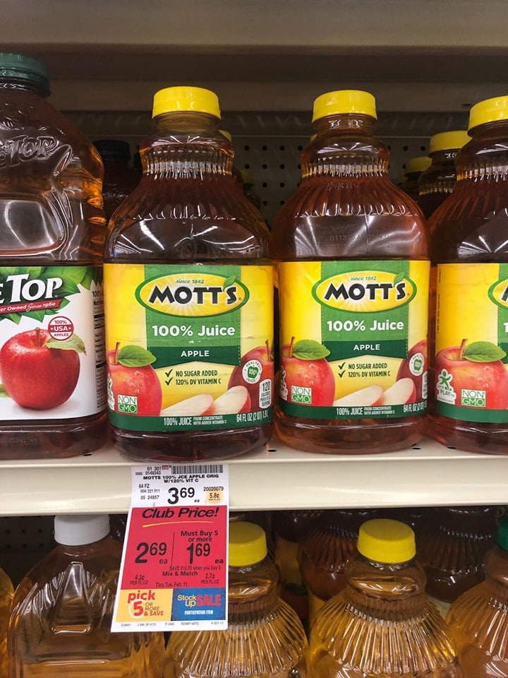 Mott's Applesauce or Juice for 1.19 After the Coupon & Sale at Safeway