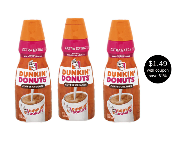 Dunkin Donuts Creamer Coupon and Sale Pay Just 1.49 for 32 oz at