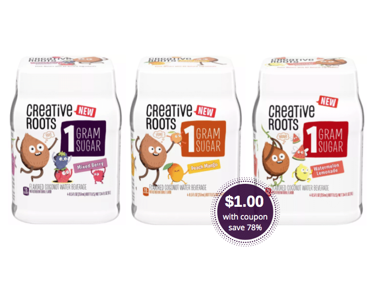 Creative Roots Flavored Coconut Water 4 Packs Just 1.00 at Safeway