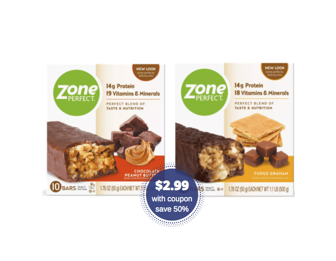 Zone Perfect Bars Coupon and Sale Pay Just 2.99 for 5 Pack at