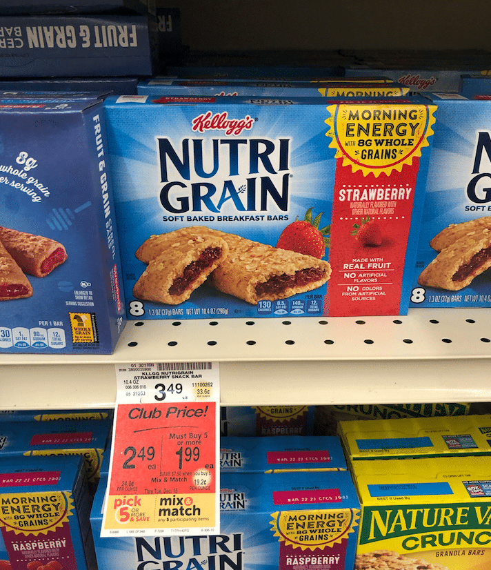1.49 Kellogg's Nutri Grain Bars and Kids Bars at Safeway Save 63