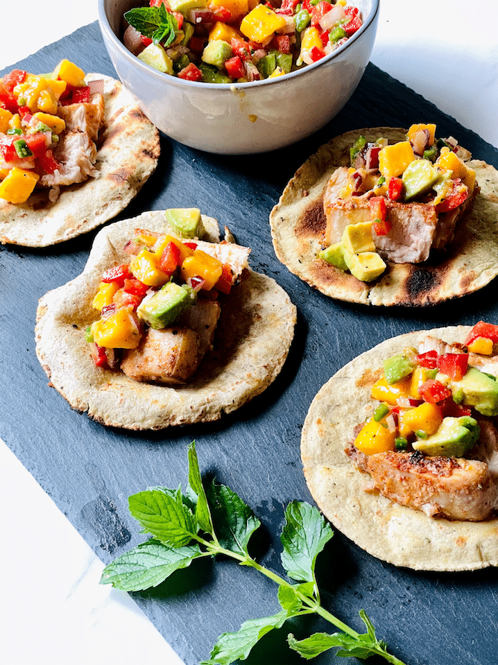 Grilled Swordfish Tacos With Mango Avocado Salsa Super Safeway