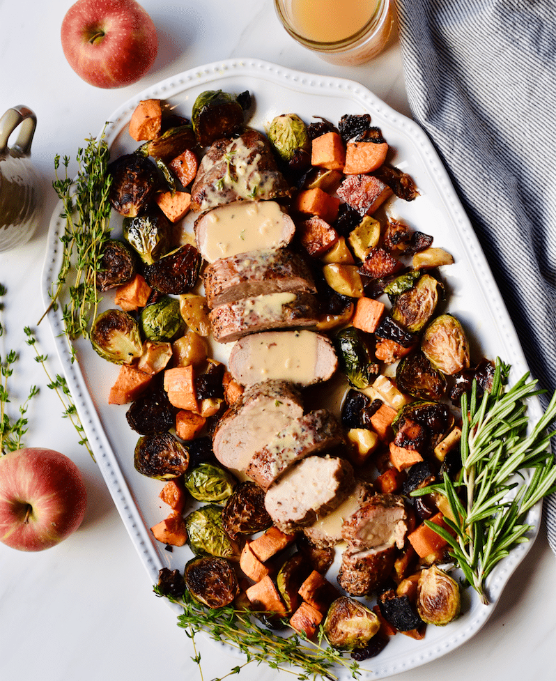 Sheet Pan Pork Tenderloin With Vegetables and Apple Cider Gravy Super
