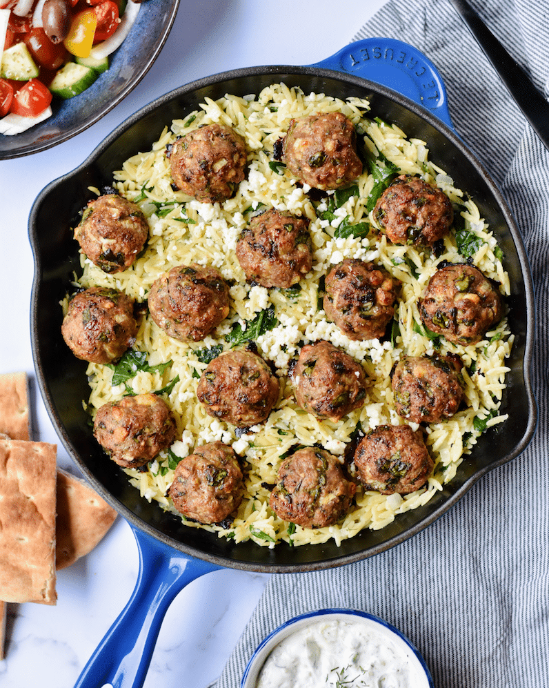 Greek Turkey Meatballs With Lemon Feta Orzo Super Safeway