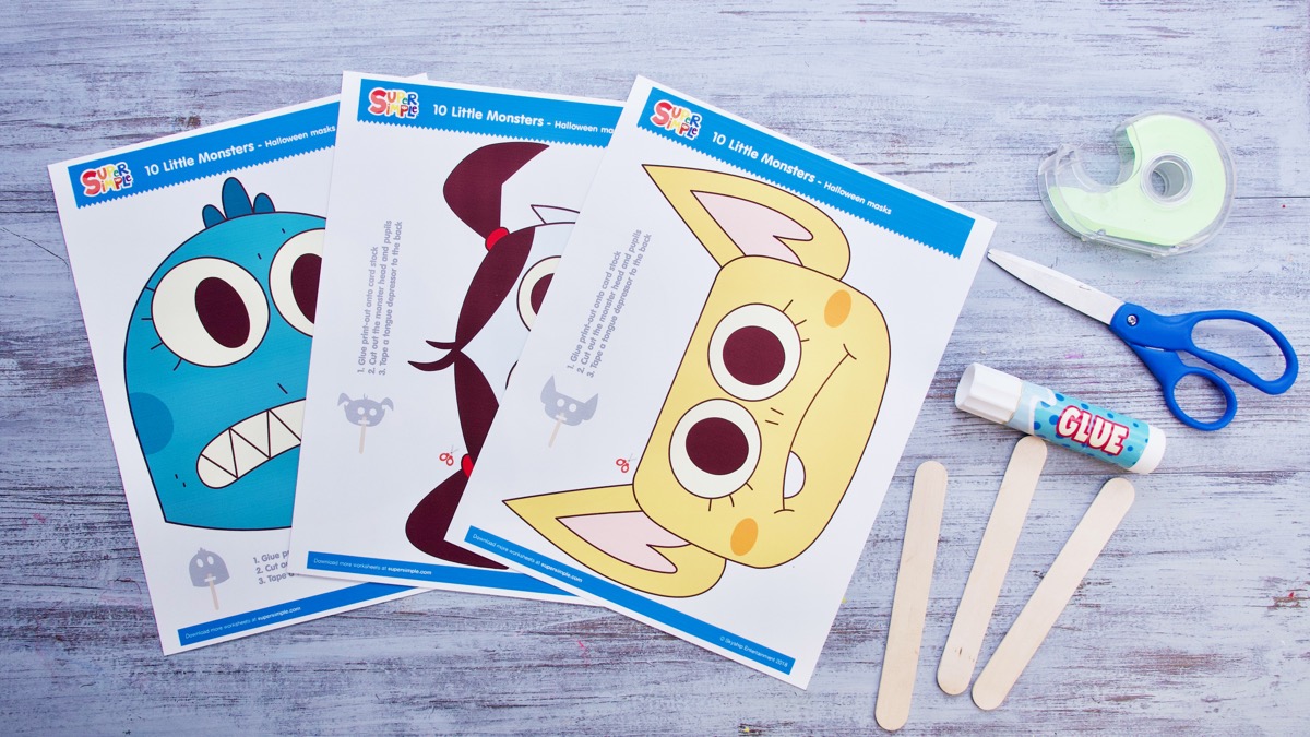 10 Monsters In The Bed Halloween Masks Super Simple