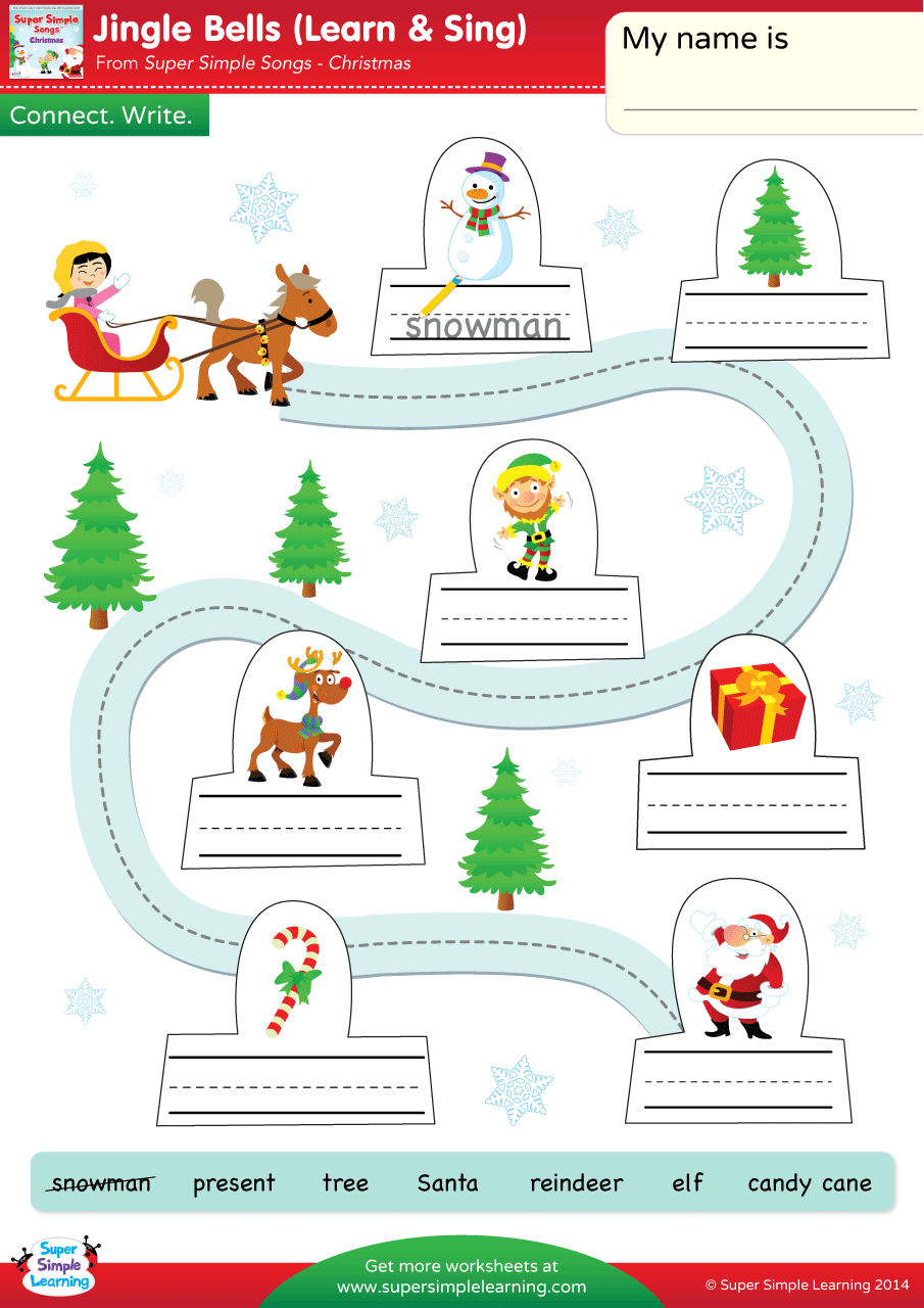 Jingle Bells Worksheet Connect & Write Super Simple