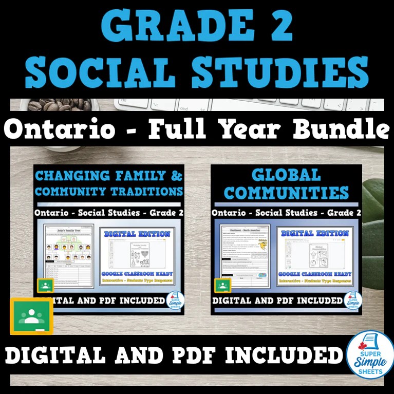 Ontario Grade 2 Social Studies FULL YEAR BUNDLE Super Simple Sheets