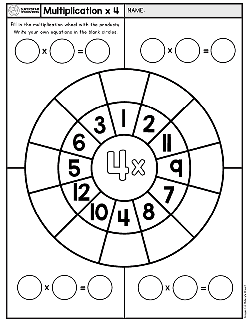 Multiplication Wheels - Superstar Worksheets