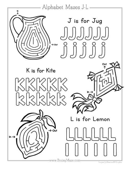 Alphabet Handwriting Mazes Superstar Worksheets
