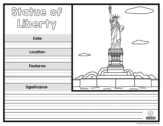 USA Landmark Worksheets Superstar Worksheets