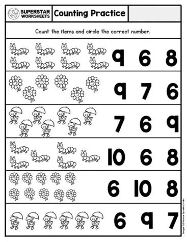preschool countingcount to 20 counting number math worksheets for