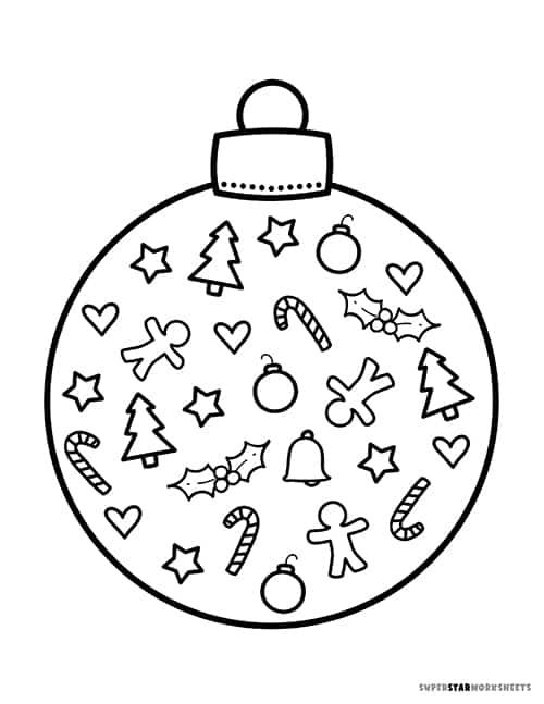 Christmas Tree Coloring Pages Ornaments Coloring