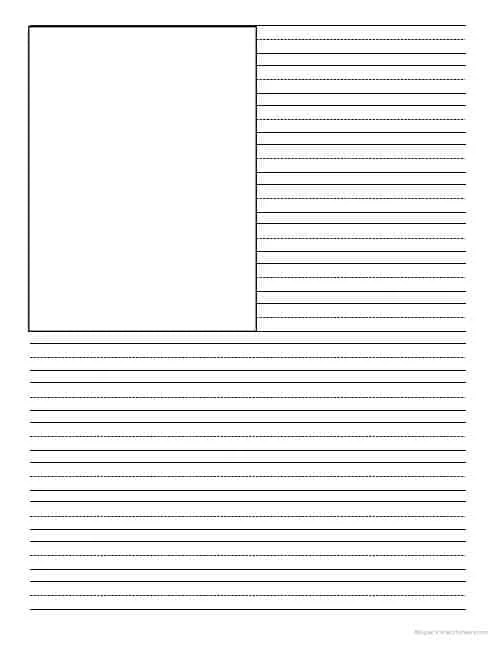 Kindergarten Lined Paper With Drawing Space