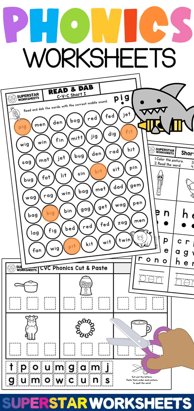 Kindergarten Phonics Worksheets Superstar Worksheets