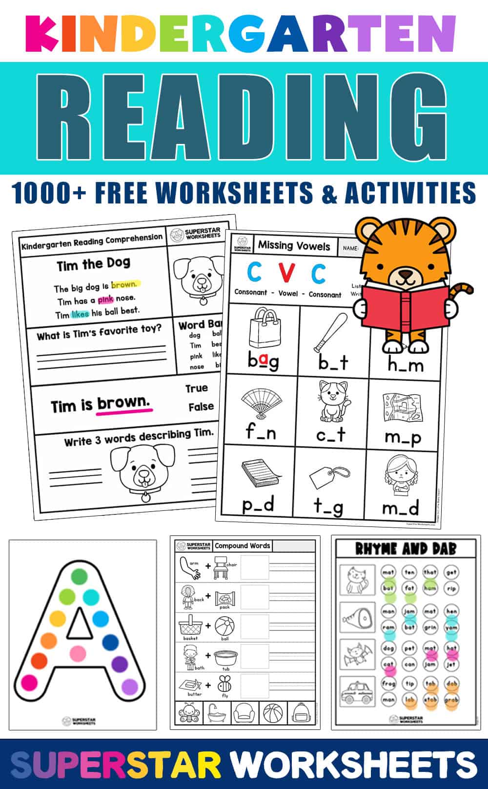 Kindergarten Reading Worksheets Superstar Worksheets