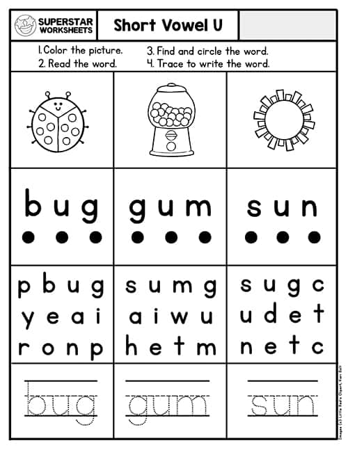 CVC Words Superstar Worksheets