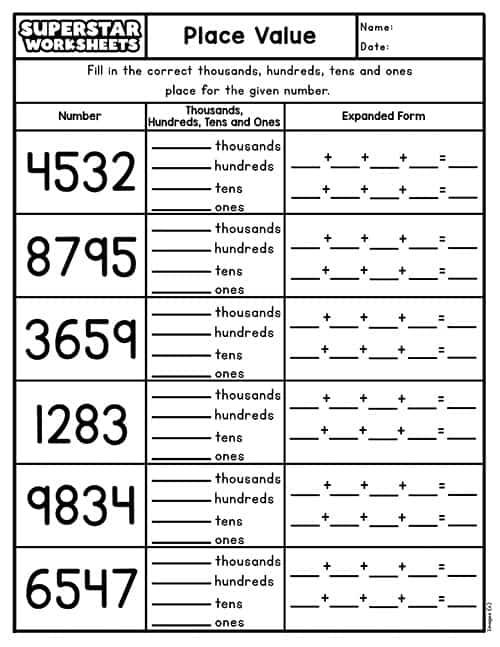 Place Value Worksheet Grade 4
