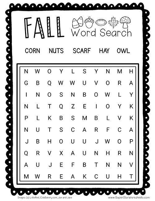 Fall Word Search - Superstar Worksheets