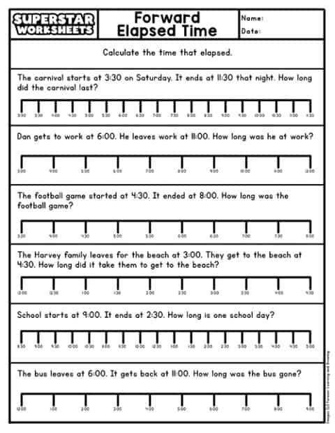 Elapsed Time Worksheets - Superstar Worksheets