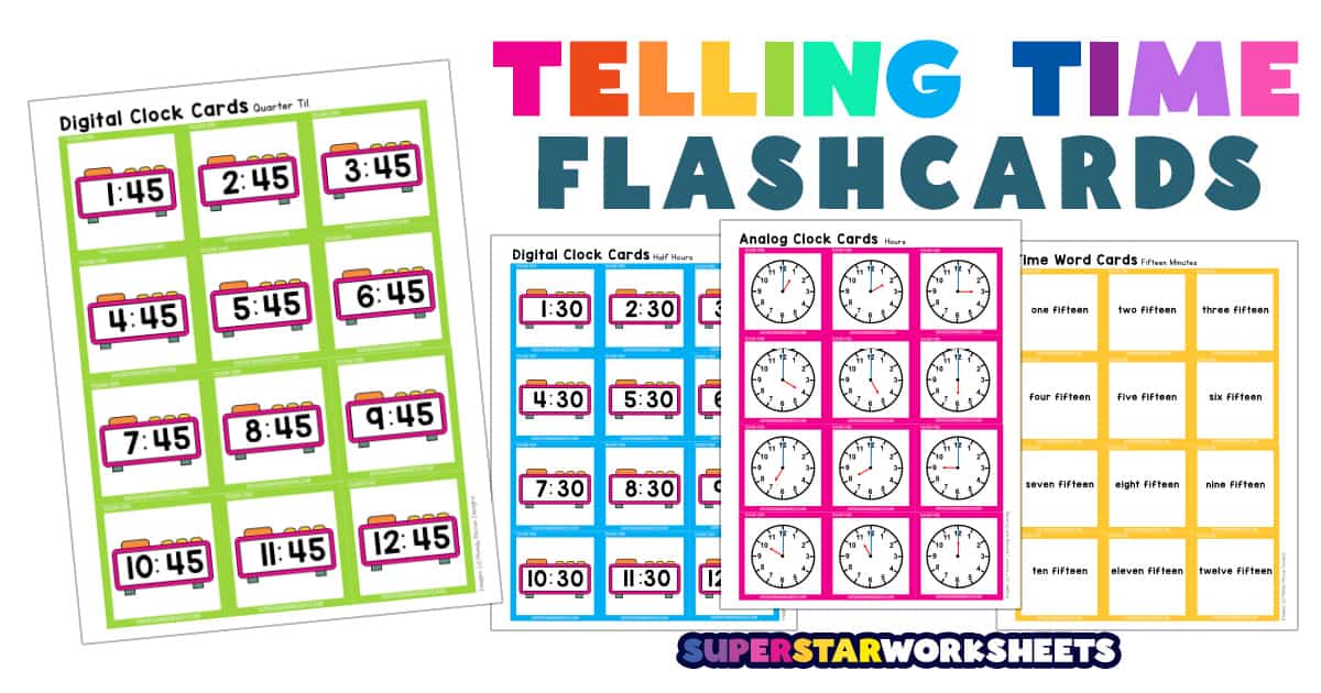 Telling Time Flashcards Superstar Worksheets