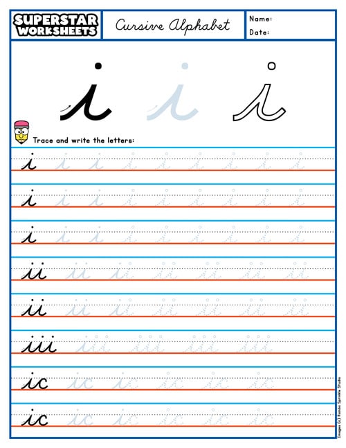 Cursive I - Superstar Worksheets