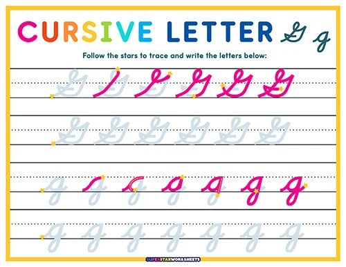 Cursive G - Superstar Worksheets