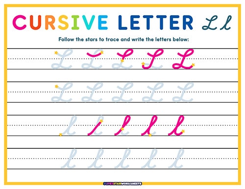 Cursive L - Superstar Worksheets