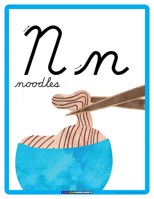 Cursive N Superstar Worksheets