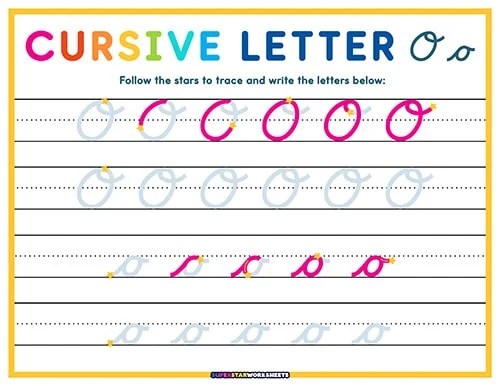 Cursive O - Superstar Worksheets