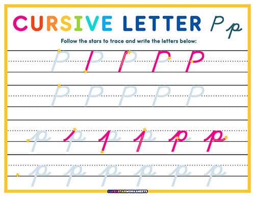 Cursive P - Superstar Worksheets