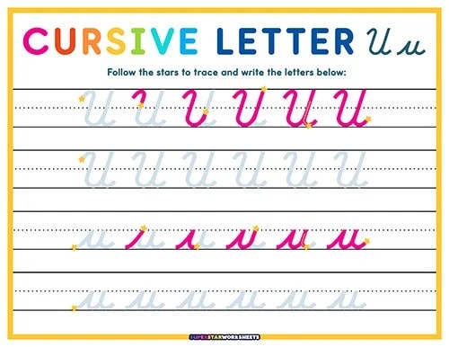 Cursive U - Superstar Worksheets
