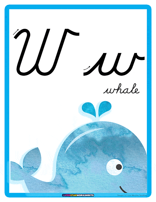 Cursive W - Superstar Worksheets