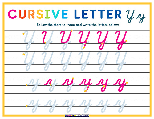 Cursive Y - Superstar Worksheets