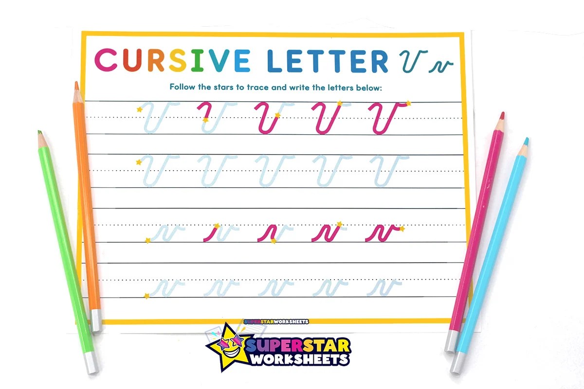 Cursive V - Superstar Worksheets
