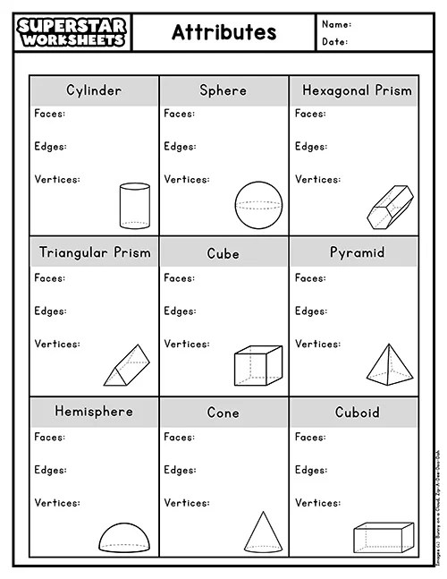3D Shapes Worksheets - Superstar Worksheets
