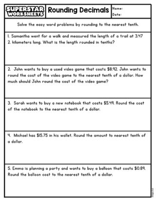 Rounding Decimal Worksheets - Superstar Worksheets
