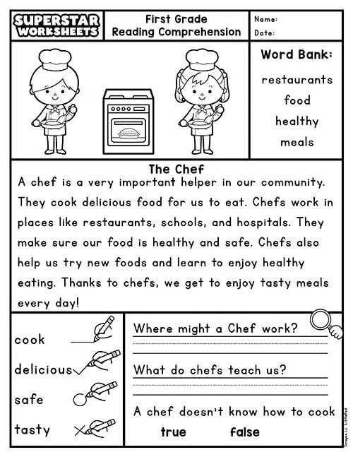 1st Grade Reading Comprehension Worksheets