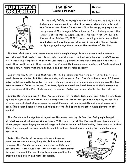 Fourth Grade Reading Comprehension - Superstar Worksheets