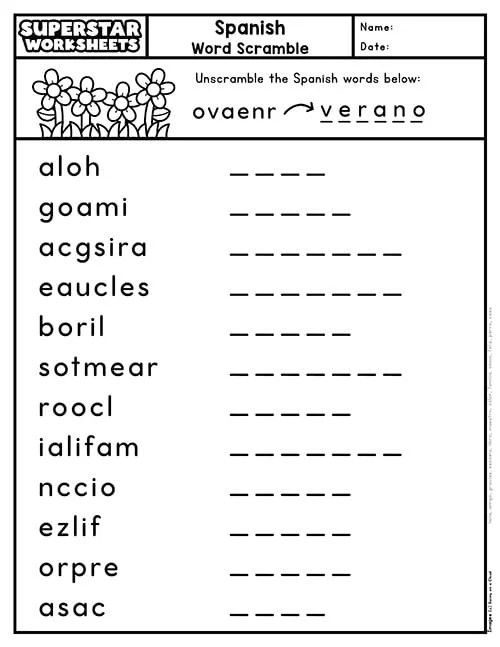 Word Scrambles Superstar Worksheets(05)
