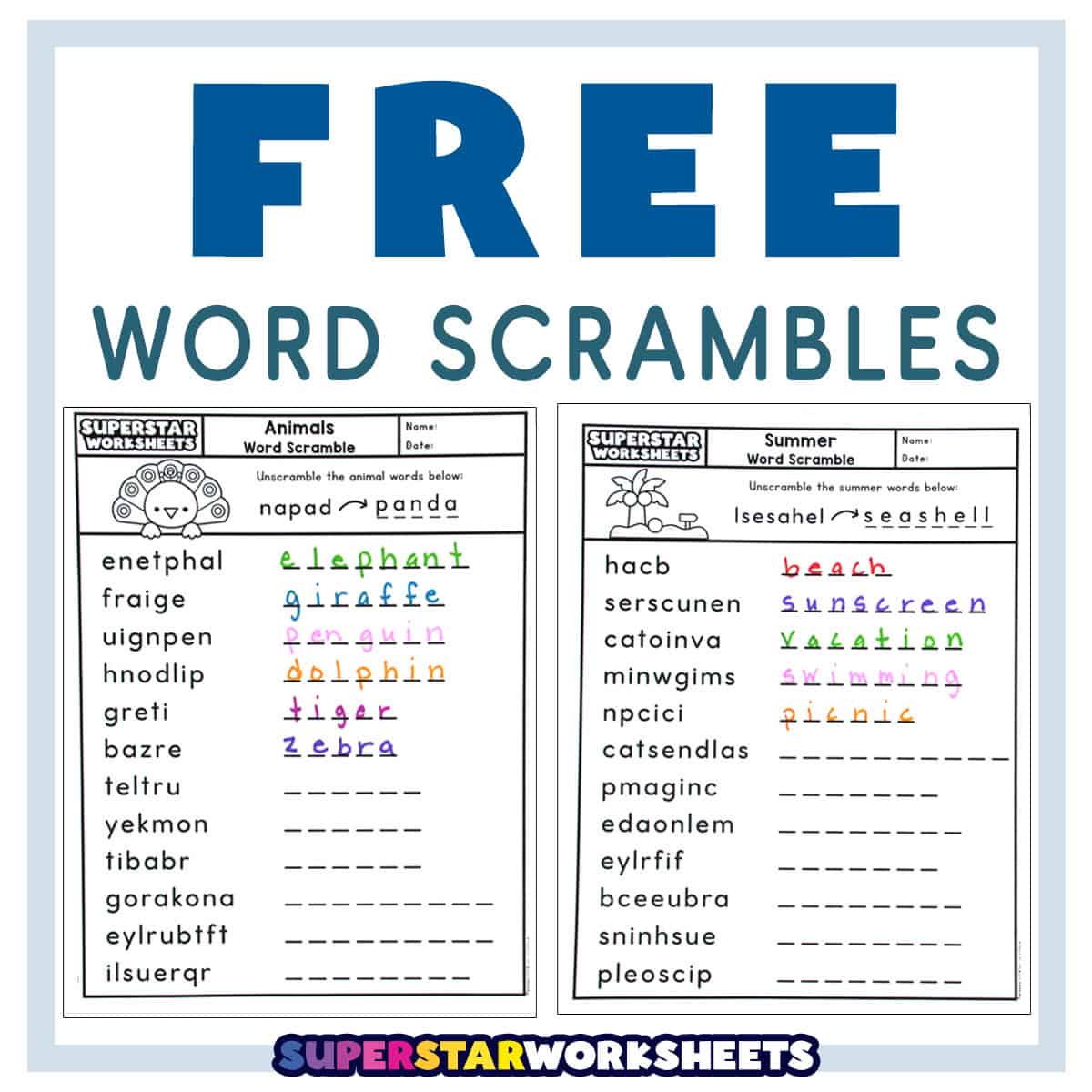Scrambled Words Worksheet Word Scramble Puzzles Bible Lesson
