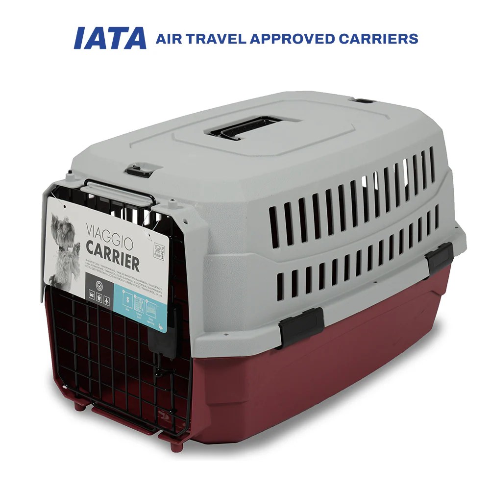 M Pets Viaggio IATA Approved Travel Carrier for Dogs and Cats (Grey & Red)