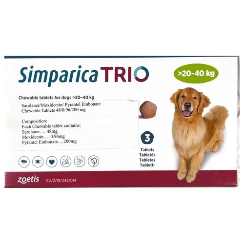 Buy Simparica Trio Dog Tick and Flea Control Tablet Online Supertails