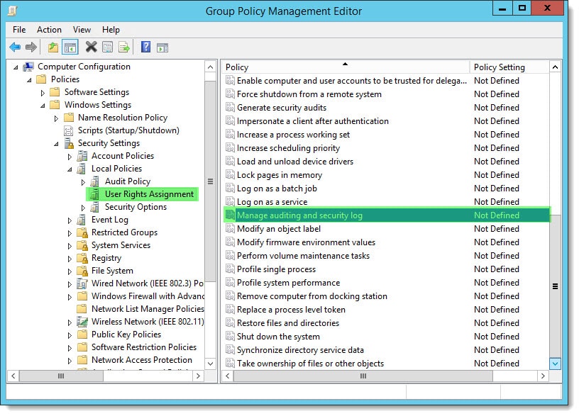Exchange does not have Audit Security Privilege on the