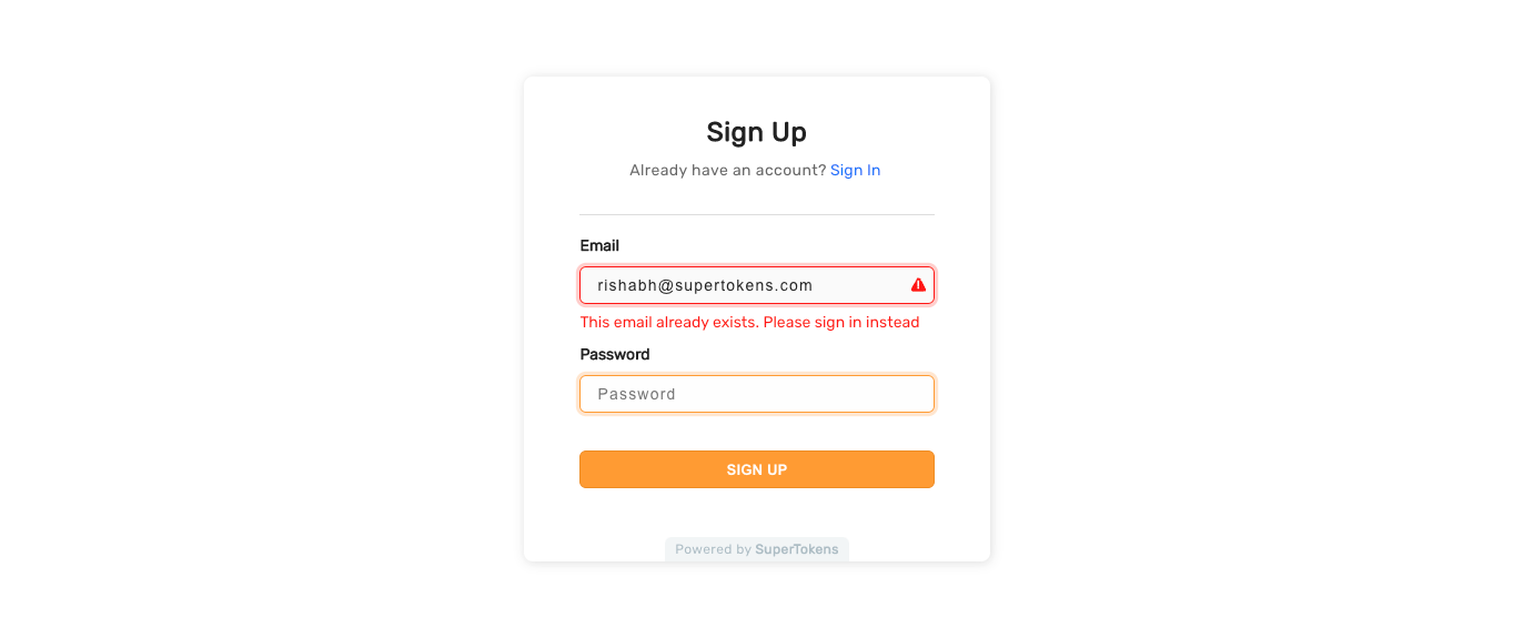 Email password login SuperTokens Docs(04)