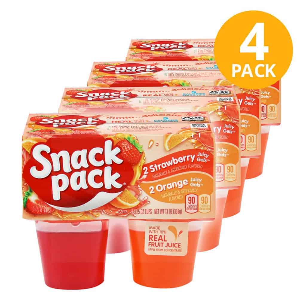 Snack Pack Juicy Gels Strawberry & Orange, 16 Cups (Pack de 4 x 4